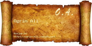 Ogrin Ali névjegykártya